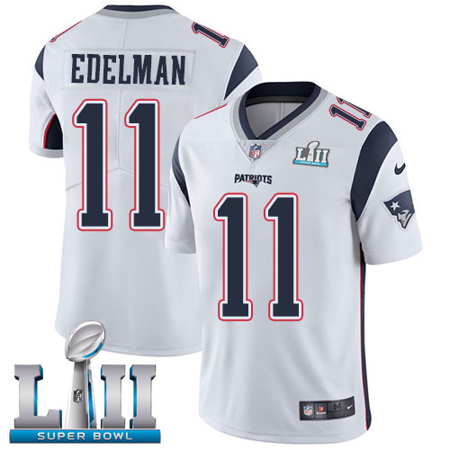 Nike Patriots #11 Julian Edelman White Super Bowl LII Men's Stitched NFL Vapor Untouchable Limited Jersey